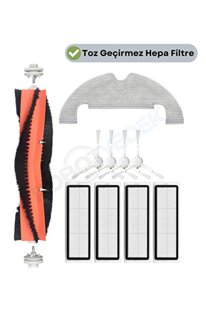 robotyedek Dreame Bot D10 Plus - مجموعة ممسحة فلتر فرشاة بديلة متوافقة مع 10 قطع