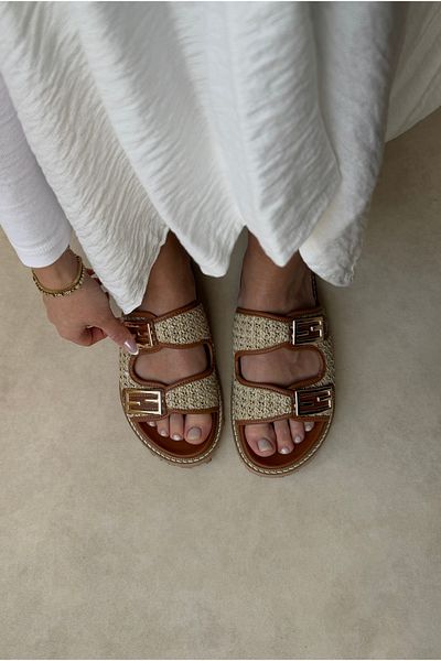 Mupa Shoes Γυναικείες ψάθινες παντόφλες TABA Colorful