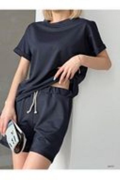 PENTHİLUS Women's 2 Piece Double Layer T-Shirt and Shorts Set