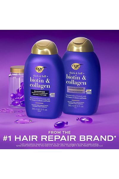OGX Shampoo & Conditioner Thick And Full + Biotin And Collagen 385ml (Pack Of 2)