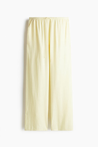 H&M Düz Paçalı ve Büzgü bağlı Pantolon