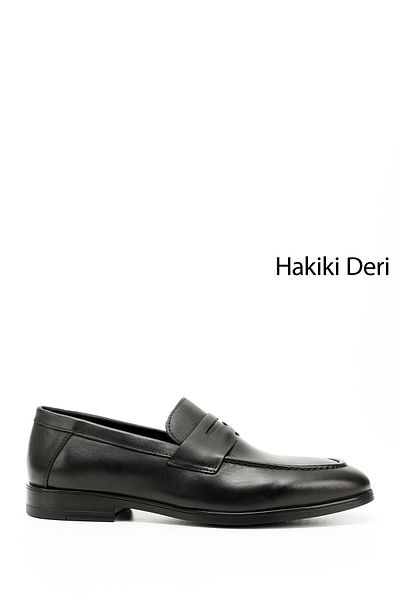 GÖNDERİ(R) Men's Black Genuine Leather Loafer Shoes