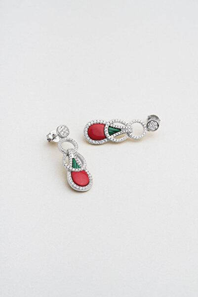 So CHIC... Dejavu 18 Ayar Beyaz Altın Kaplama Gümüş Mercan Küpe