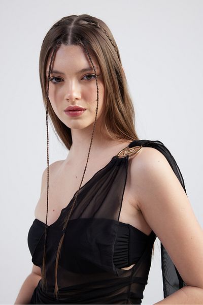 HOLLY LOLLY One Shoulder Tulle Helen Pareo with Special Accessories Black