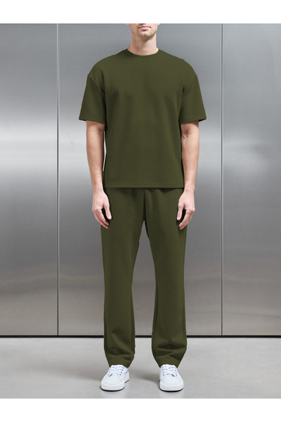 YAKAMEL Men's Crew Neck Combed Cotton Tracksuit Set