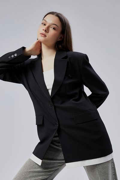 Bolivente Black Oversize Long Blazer Jacket