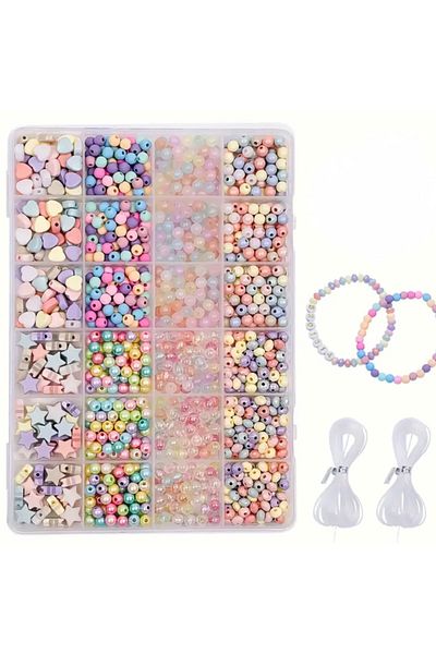yiğit aksesuar Transparent Beads Heart Star Acrylic Beads Jewelry Necklace Earrings Bracelet Making Set