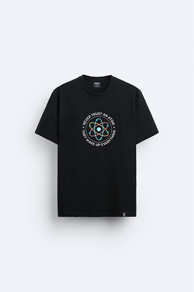 Darkia Positive Positive Printed Crew Neck Regular Fit Black T-Shirt T-Shirt