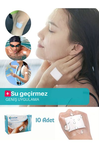 Octacare غطاء جرح شفاف من البولي يوريثان - شريط حمام - شريط وشم 5 سم × 9 سم 10 قطع