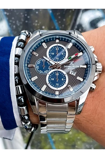 Daniel Klein Danil Klein Navy Blue Dial Steel Men's Wristwatch and Bracelet Gift