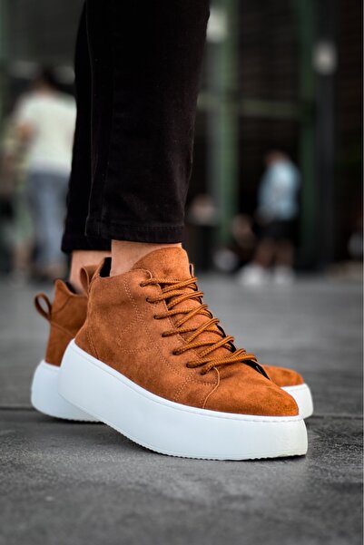 TUGERDİ Ανδρικά αθλητικά μποτάκια Tugerdi Tan Suede - Υψηλή ελαφριά σόλα, στυλ TGD230160