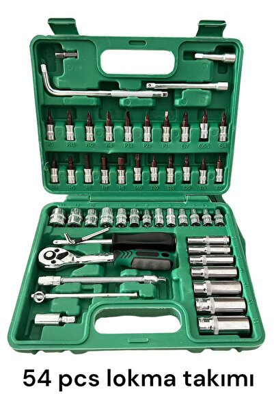 ARGE 54 Parça Lokma Takımı Rachetli Cırcır Kolu, Tornavida Uçları, Uzatma Aparatları, Taşıma Çantalı