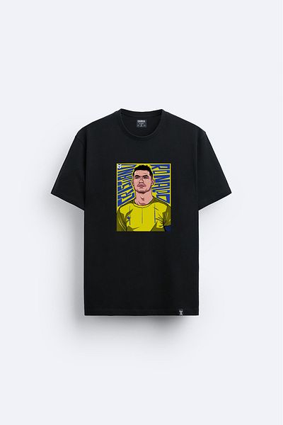 Darkia Football Player Ronaldo Printed Crew Neck Regular Fit Black T-Shirt T-Shirt