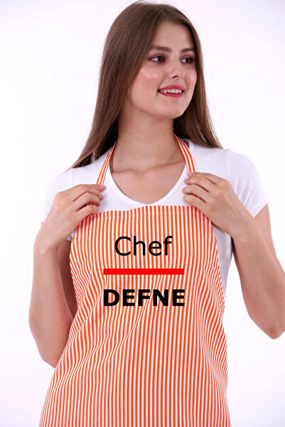 EURO DAY Kitchen Waiter Cook Chef Work Service Apron Halter Neck Orange White...
