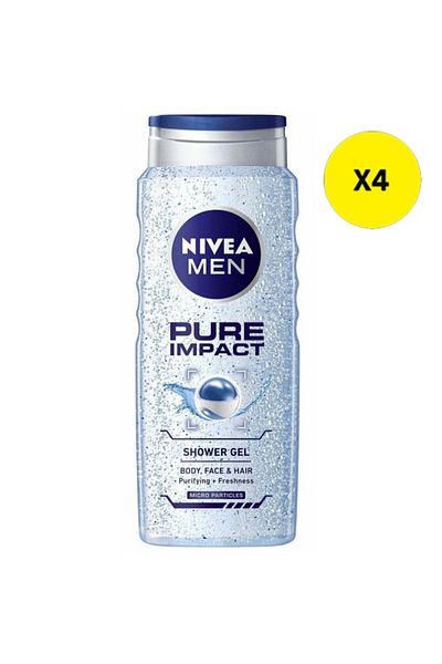 NIVEA X4 - NIVEA SHOWER GEL 500ML MEN PURE IMPACT