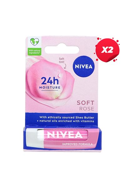 NIVEA X2 - NIVEA LIP CARE 4.8G SOFT ROSE