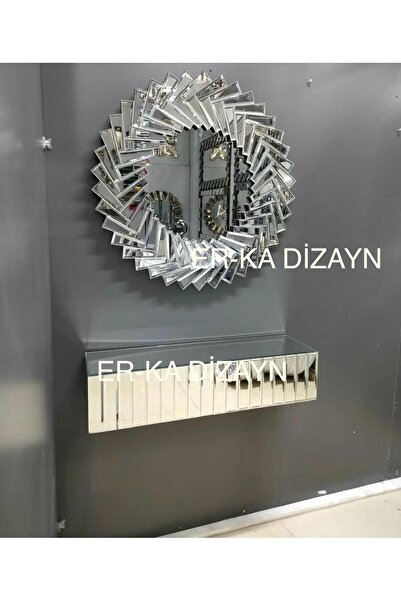 ER-KA DİZAYN Ayna Ultra Lüks Dresuar Petek Üstü Uçan Raf Çekmeceli Dresuar Aynalı Kalorifer Peteği Seti