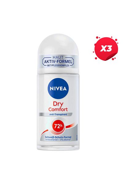 NIVEA X3 - NIVEA ANTIPERSPIRANT ROLL ON 50ML DRY COMFORT