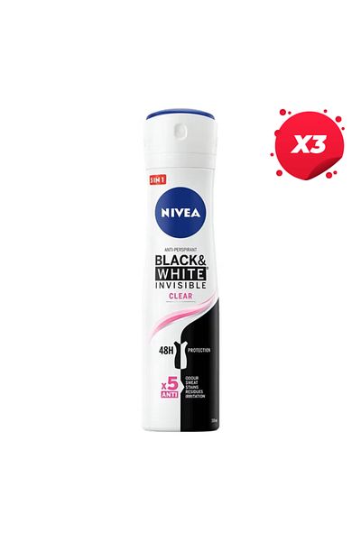 NIVEA X3 - NIVEA ANTIPERSPIRANT DEO 200ML INVISIBLE BW CLEAR