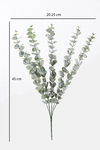 Yapay Çiçek Deposu 5 Dallı Gerçek Dokulu Vintage Okaliptus Demeti 45 cm