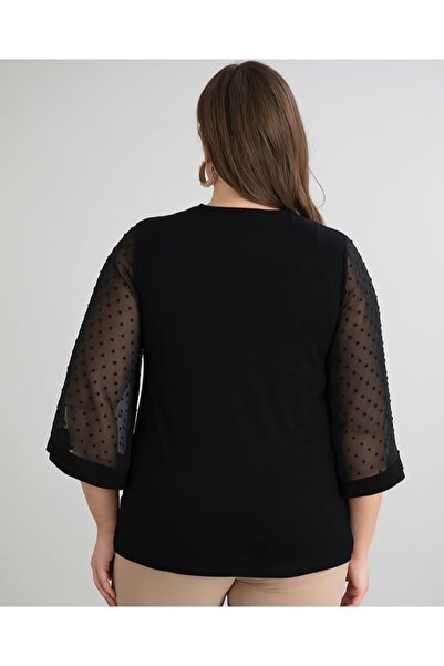 Te&Te Women's Large Size Sleeves Transparent Blouse