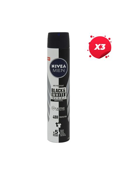 NIVEA X3 - NIVEA ANTIPERSPIRANT DEO 200ML MEN INVISIBLE BW ORIGINAL