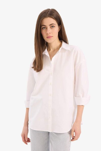 DeFacto Cămașă oversize cu mânecă lungă, simplă, Oxford, cu mânecă lungă F1654AX25SP