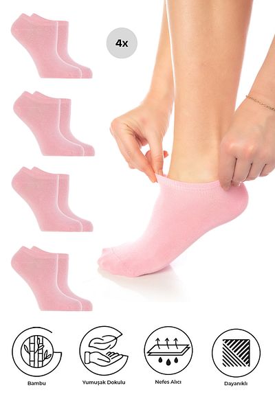 SAYSEZ Bamboo Women's Sneaker Pink Socks Seamless Invisible Ankle Sports Socks Premium 4 Pack