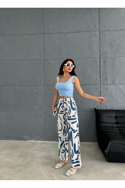 Ozy Fashion Linen Blended Loose Cut Trousers Yeni̇ket-333
