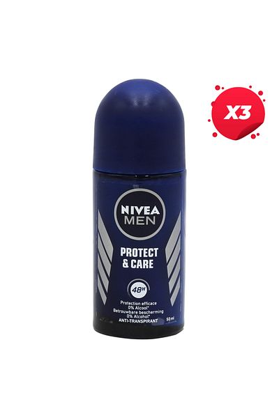NIVEA X3 - NIVEA ANTIPERSPIRANT ROLL ON 50ML MEN PROTECT CARE