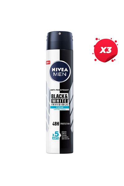 NIVEA X3 - NIVEA ANTIPERSPIRANT DEO 200ML MEN INVISIBLE BW FRESH
