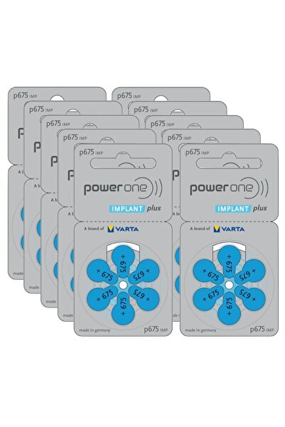 powerone 60-Pieces (IMPLANT plus) (P675 IMP Size) Zinc-Air 1.45V Hearing Aid Batteries