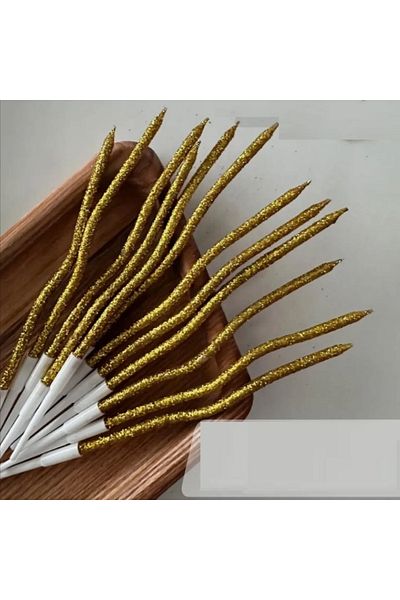Generic 12 شمعة كعكة عيد ميلاد حلزونية معدنية لامعة ملتوية، شموع رفيعة طويلة مع حاملات