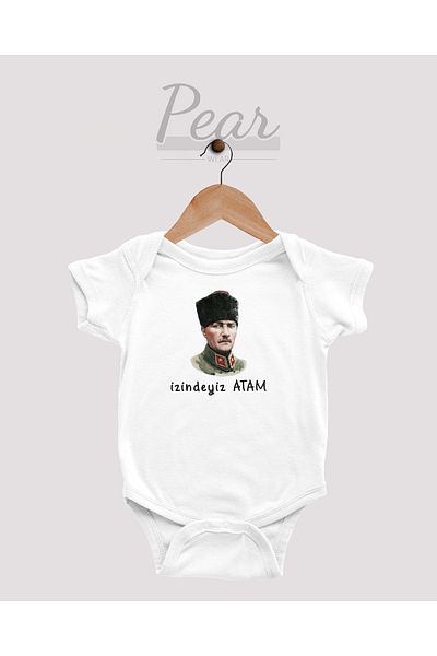 Pear Wear Atatürk Printed Baby Bodysuit 100% Cotton Atatürk Baby Bodysuit