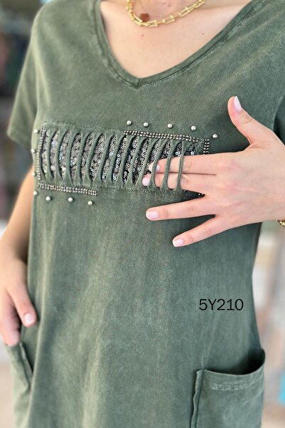 İnce Topuk Önden Cepli Pul Detay Elbise 5y210