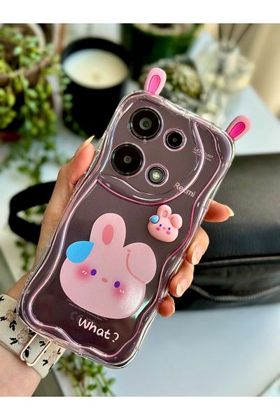 Go Aksesuar جراب سيليكون بتصميم أرنب ثلاثي الأبعاد متوافق مع Redmi Note 13 Pro 4G مع لعبة