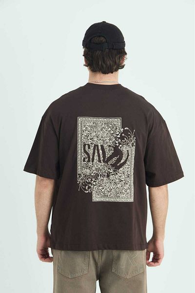GIENTO Men's Oversized Back Embroidered 100% Cotton T-Shirt
