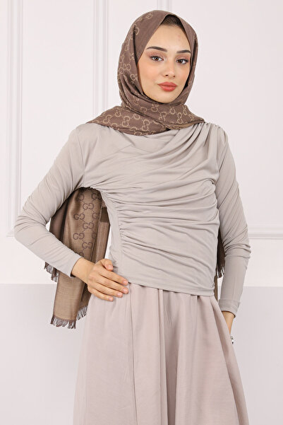 İmajButik Πέτρινη μπλούζα με ντραπέ με άμμο