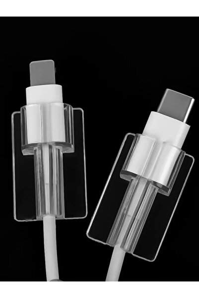 KVK PRİVACY Apple-Android Type-C Kabloları İçin Şeffaf Kablo koruyucusu Samsung/Xiaomi 2 adet