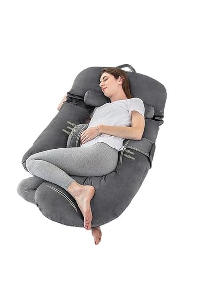 molody G-Shaped Pregnancy Pillow with Removable Velvet Zippered Cover for Pregnant Women
