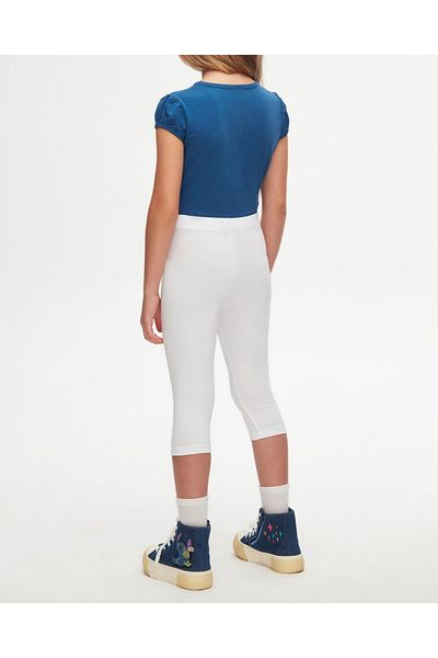RUTBİL SPORTS Girl's Above Ankle Leggings- Children's Volleyball-Basketball-Tennis Leggings-Sports Leggings-Yoga-Pilates Leggings White