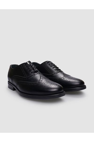 Cabani Genuine Leather Black Lace-Up Men's Casual Shoes