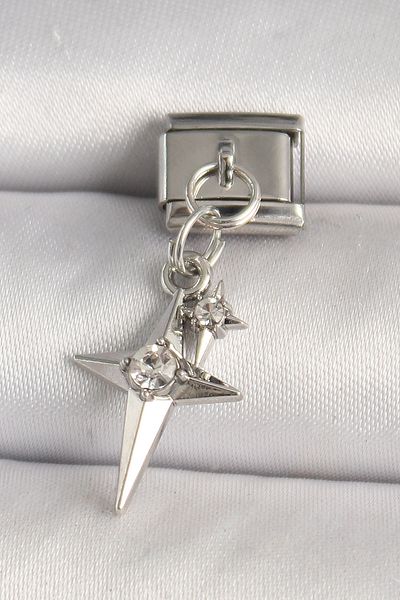 Skygo 316L Steel Silver Color Zircon Stone Pole Star Model Nomination Charm