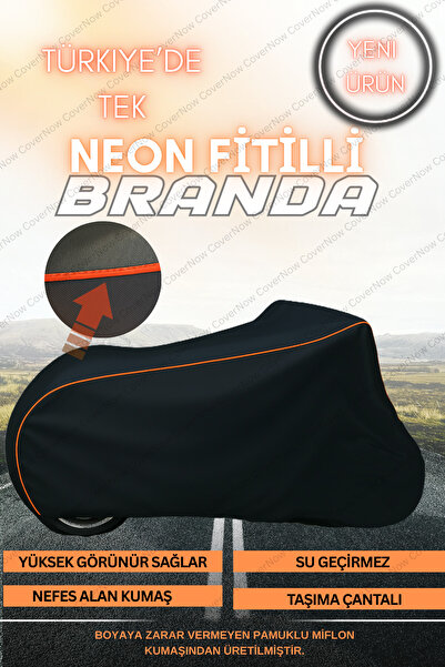 AutoEN TURUNCU FİTİLLİ Sport Presto Pr150 Scooter Motor Brandası (SİYAH)