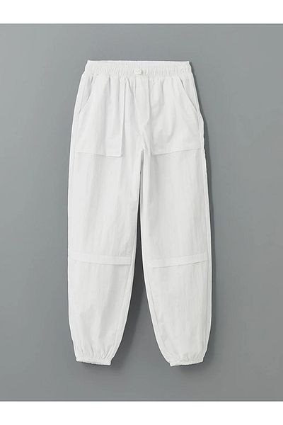 LC Waikiki Lcw Kids White Elastic Waist Basic Girls Jogger Pants
