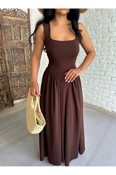 moneta boutique Дамска дълга рокля с квадратно деколте и презрамки
