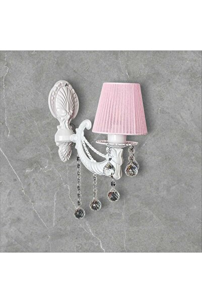 KEREM AVİZE Kerem Avize Taşlı Kristal Aplik Pembe Aplik Avize