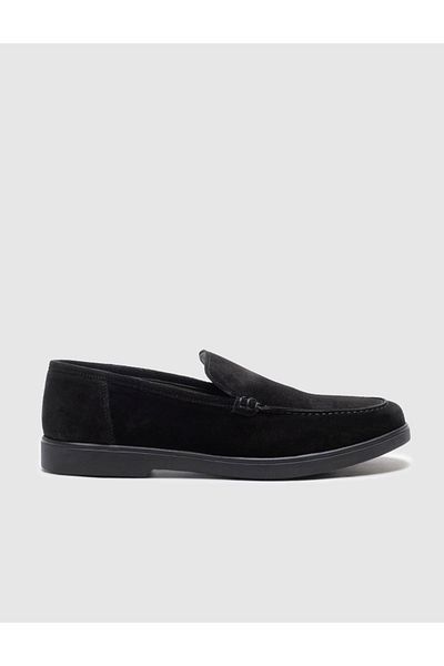 Cabani Genuine Leather Black Suede Men's Loafer