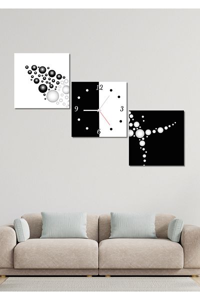 NT Handmade Wooden Painting+Clock Wall Decor Painting Set - Mdf Wall Clock for Living Room Living Bedroom