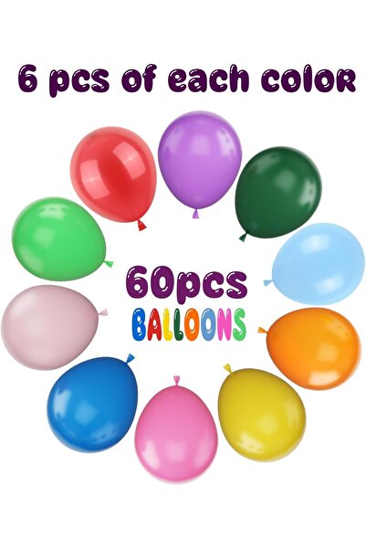 Generic Rainbow Balloons 60 pcs 12 inch Colourful Latex Balloons Party For Kids for Helium or Air Use